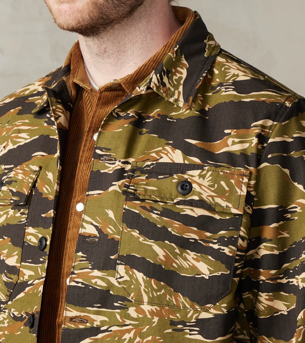 BWS-03 - Military Overshirt - 8oz Tiger Camo Ripstop