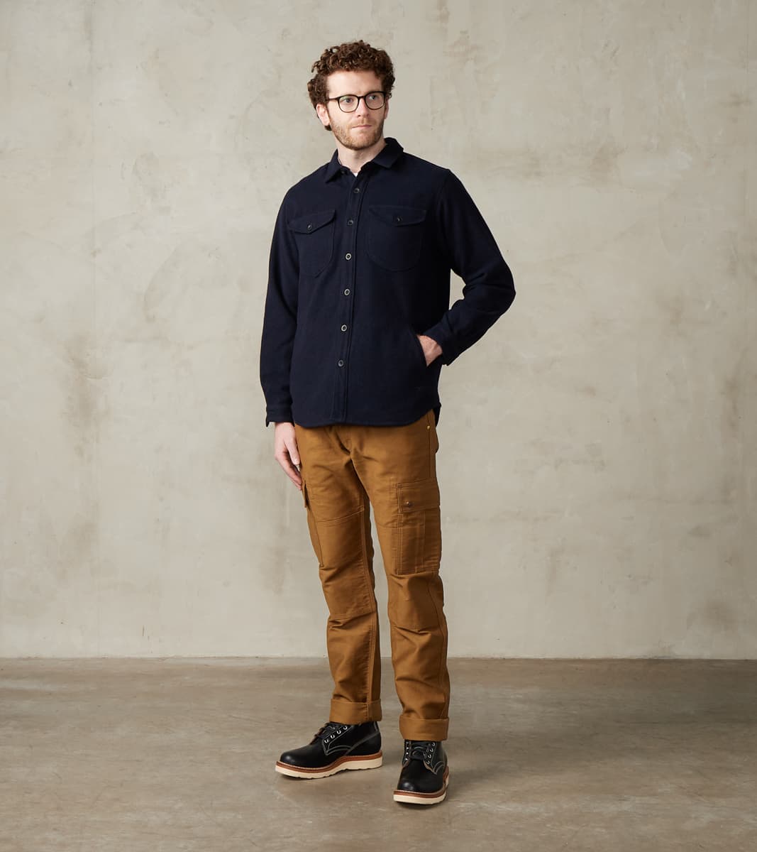 BWS-05 - CPO Overshirt - 14oz Dark Navy Wool Mosser