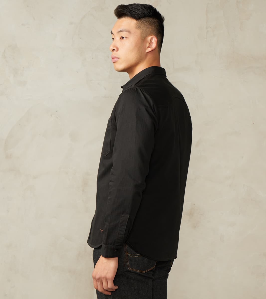 BWS-02 - Utility Shirt - 8oz Black Herringbone Twill