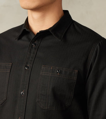 BWS-02 - Utility Shirt - 8oz Black Herringbone Twill