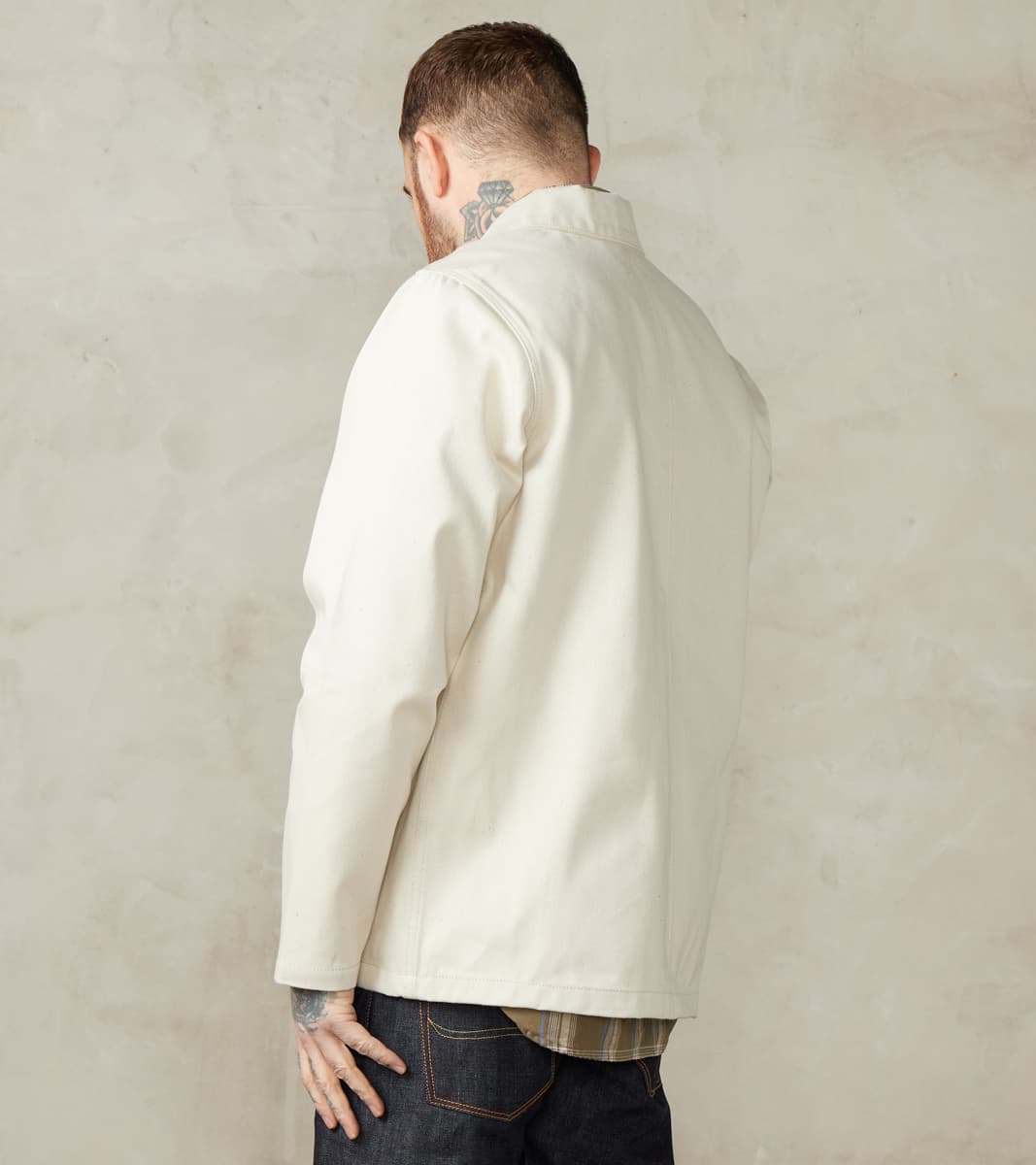 BWJ-01 - Worker Jacket - 14oz Ecru Paint Roller Selvedge Denim