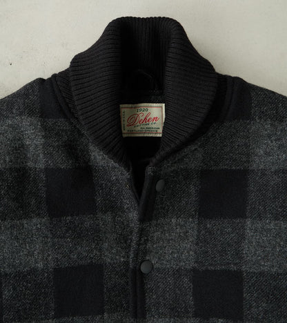 Varsity Jacket - Abraham Moon® Charcoal Rob Roy Plaid & Black Leather