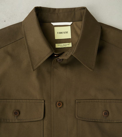 Water Repellent Organic Cotton Overshirt - Khaki