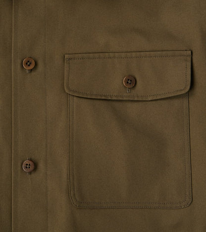 Water Repellent Organic Cotton Overshirt - Khaki