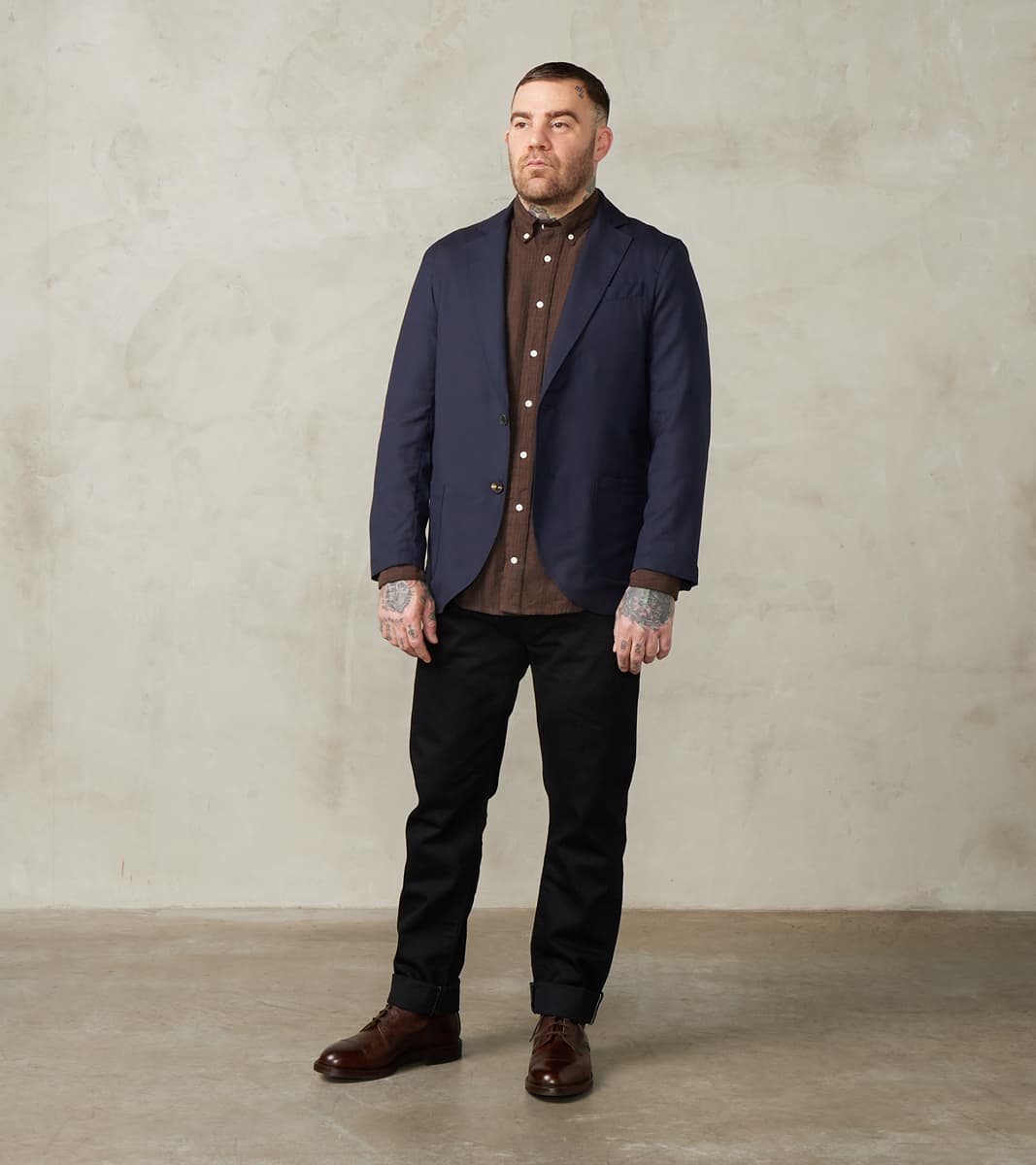 Super 130's Cold Wool Essential Jacket - Navy