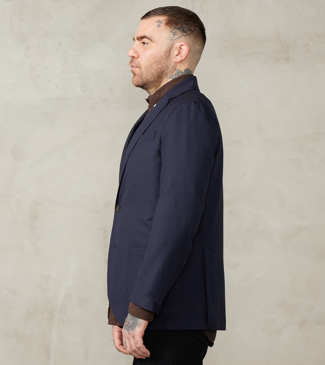 Super 130's Cold Wool Essential Jacket - Navy