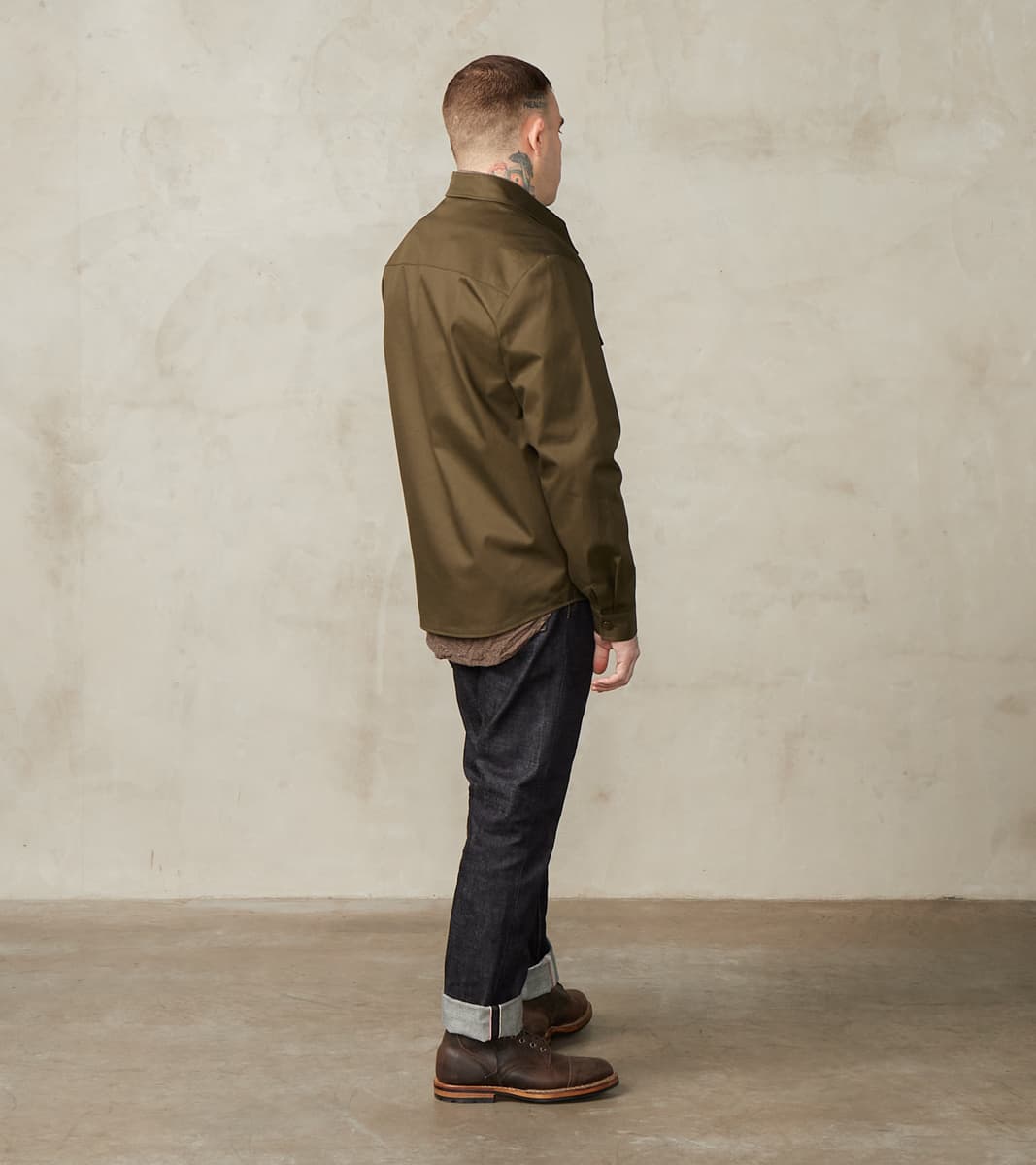 Water Repellent Organic Cotton Overshirt - Khaki