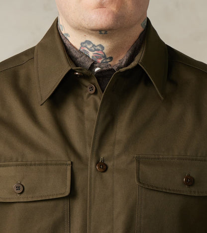 Water Repellent Organic Cotton Overshirt - Khaki