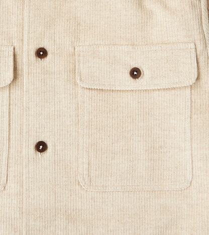 French Cotton & Linen Corduroy Overshirt - Undyed Ecru