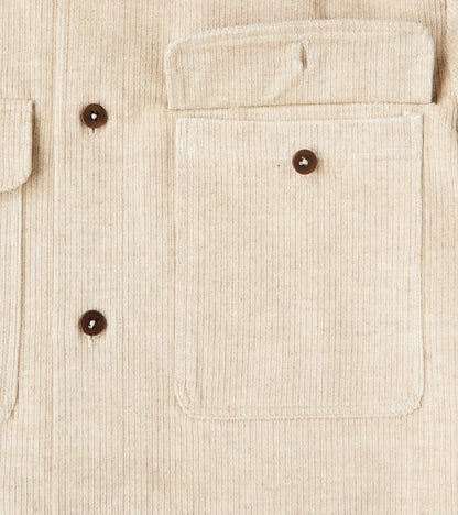 French Cotton & Linen Corduroy Overshirt - Undyed Ecru