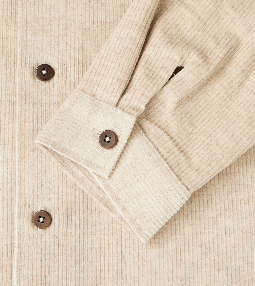 French Cotton & Linen Corduroy Overshirt - Undyed Ecru