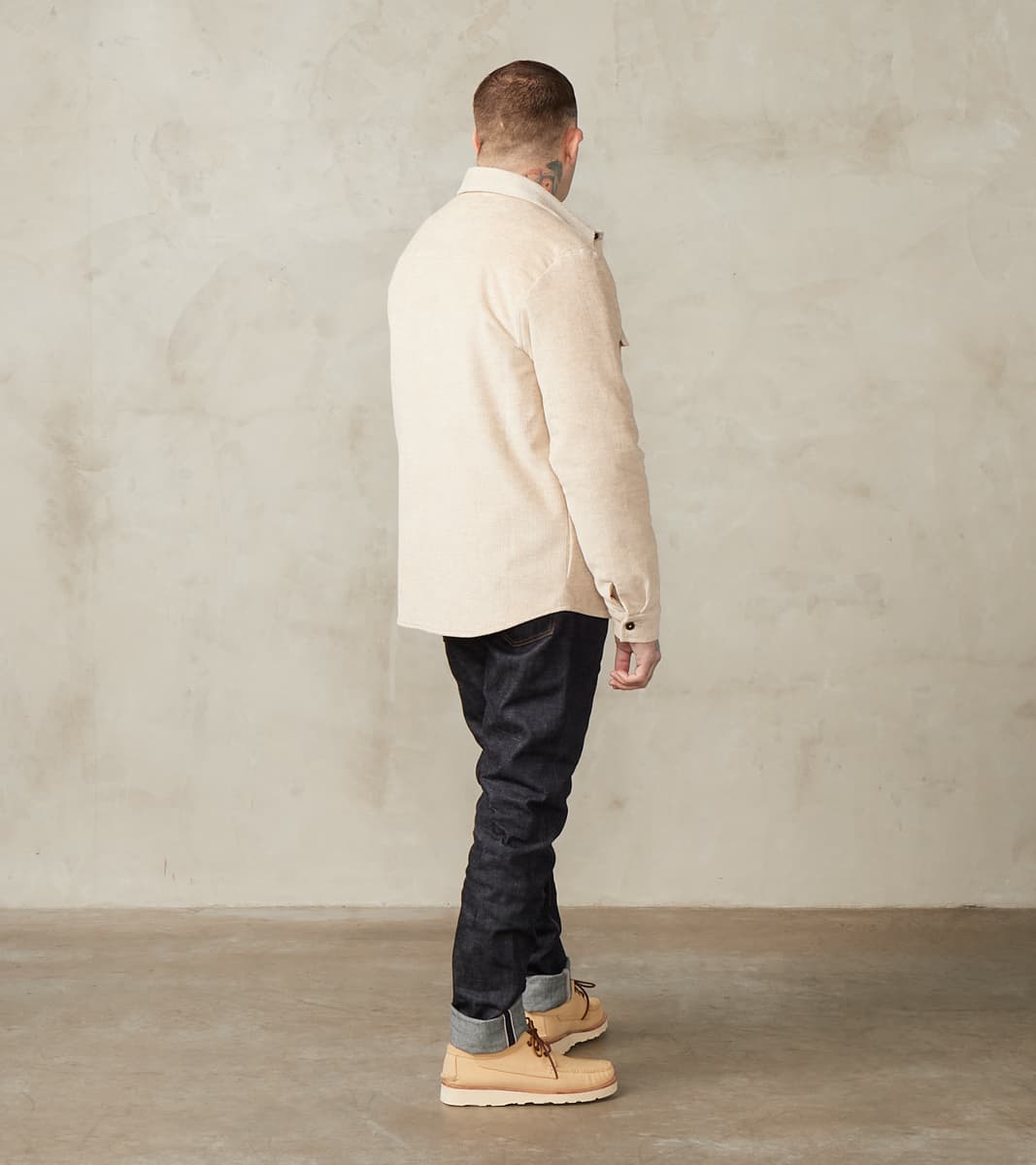 French Cotton & Linen Corduroy Overshirt - Undyed Ecru