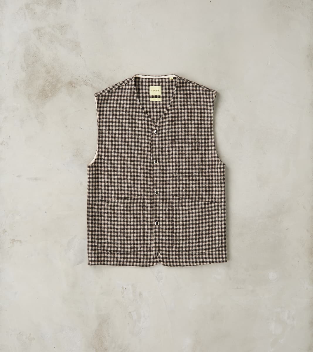 De Bonne Facture Sonsie Tweed Wool Camargue Vest - Undyed Check