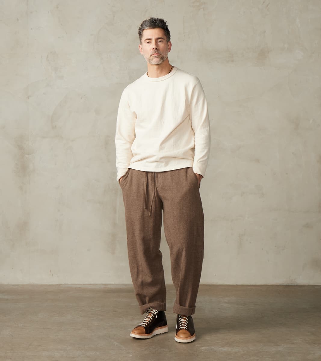 Washed Yak Wool Lounge Trouser - Undyed Taupe