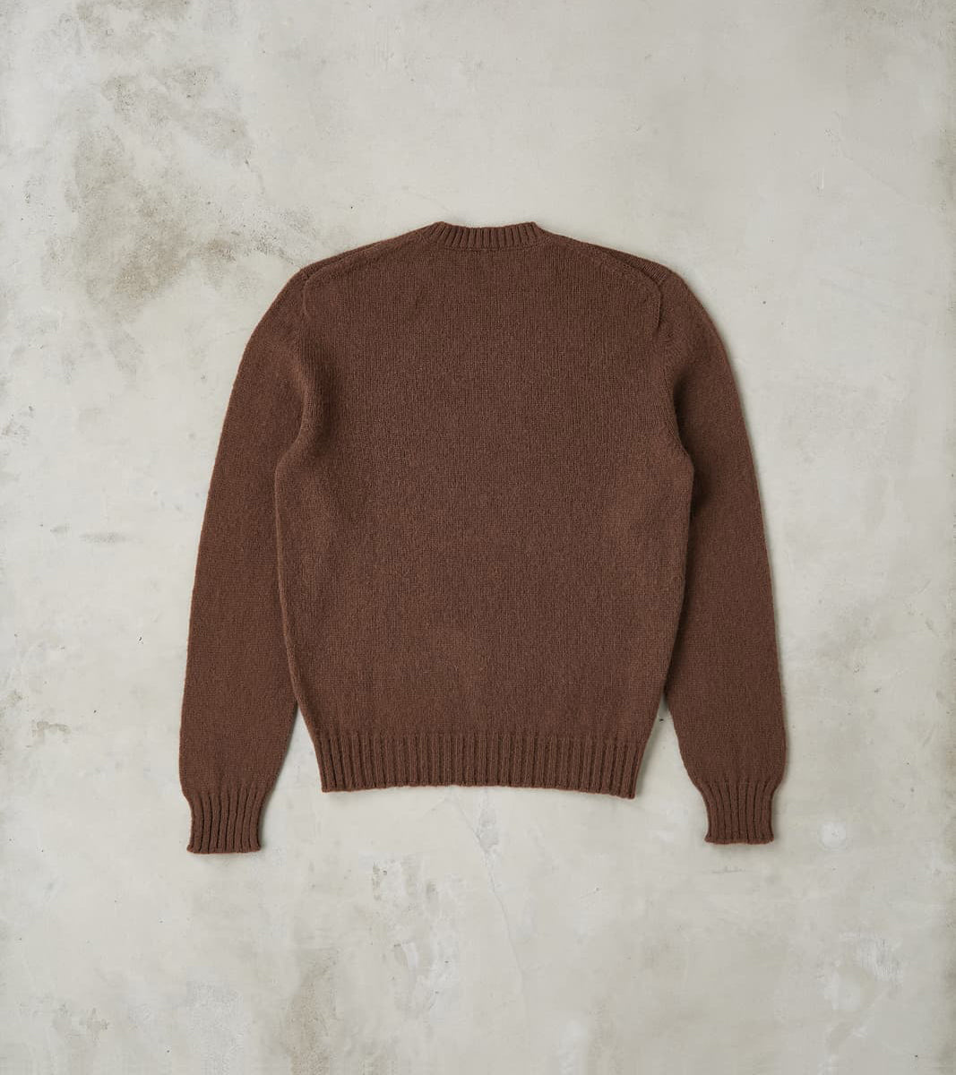 Italian Brushed Wool Shaggy Sheep Crewneck Jumper - Heathered Bark Brown