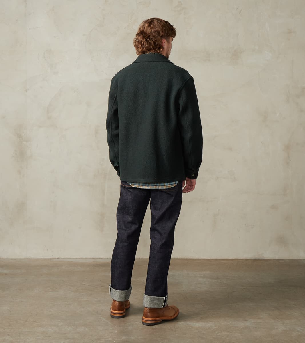 Italian Boiled Wool Work Jacket - Blue Green