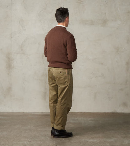 Italian Brushed Wool Shaggy Sheep Crewneck Jumper - Heathered Bark Brown
