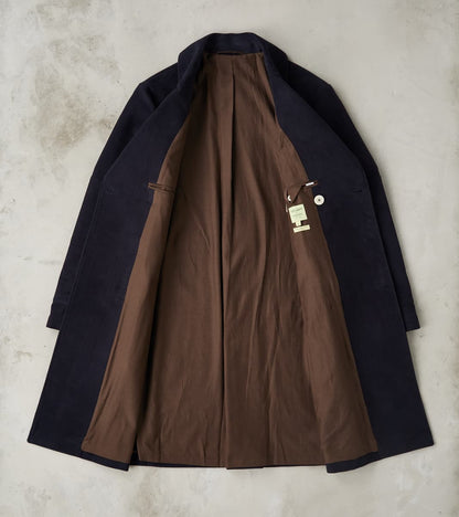 English Cotton Moleskin Marcel Lassance Redingote Coat - Navy