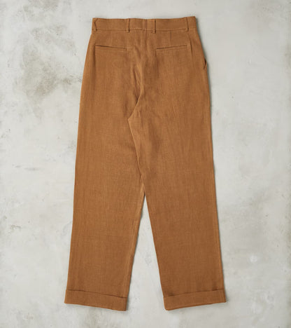 Belgium Linen & Wool Grandad Trouser - Cinnamon