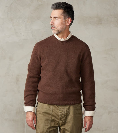 De Bonne Facture Italian Brushed Wool Shaggy Sheep Crewneck Jumper - H…