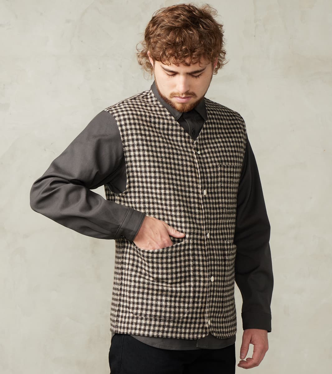 Sonsie Tweed Wool Camargue Vest - Undyed Check