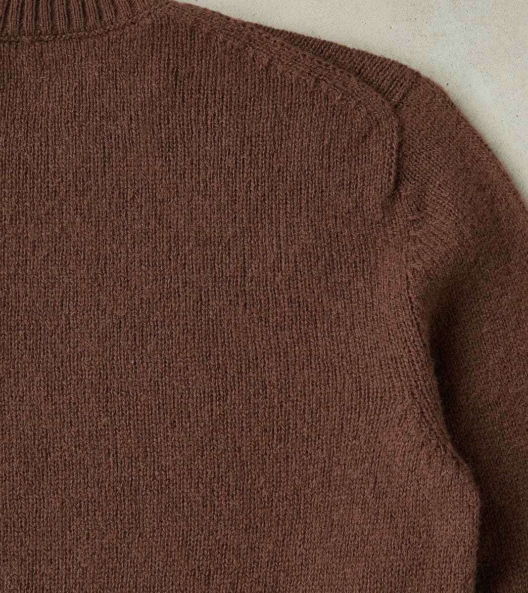 Italian Brushed Wool Shaggy Sheep Crewneck Jumper - Heathered Bark Brown
