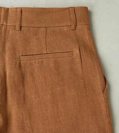 Belgium Linen & Wool Grandad Trouser - Cinnamon