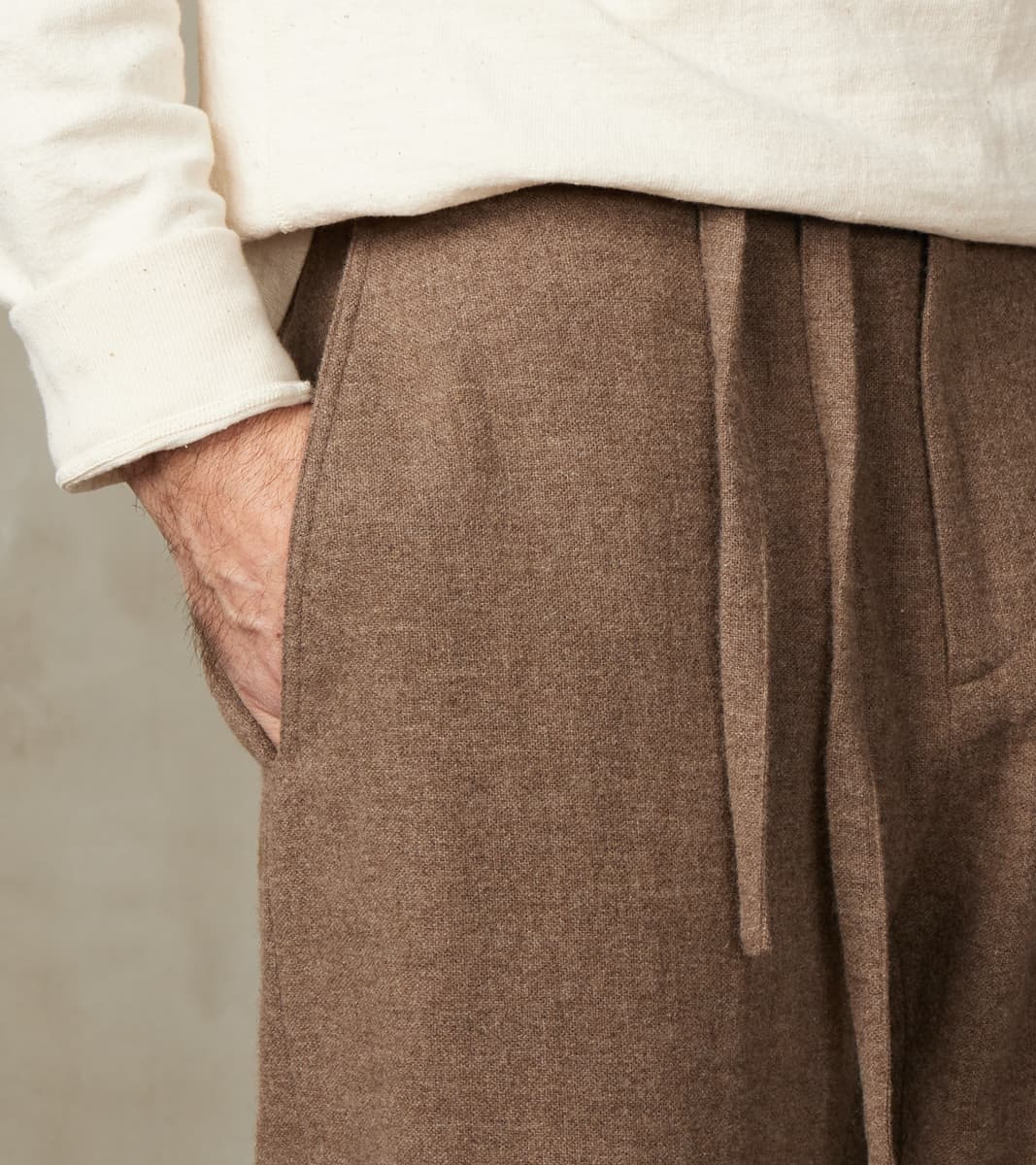 Washed Yak Wool Lounge Trouser - Undyed Taupe