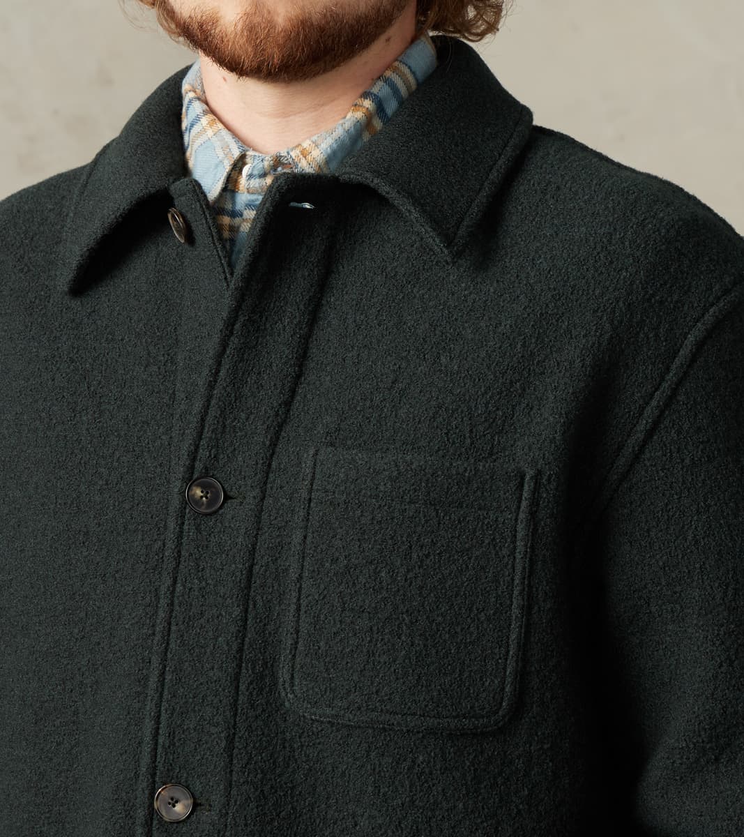 Italian Boiled Wool Work Jacket - Blue Green