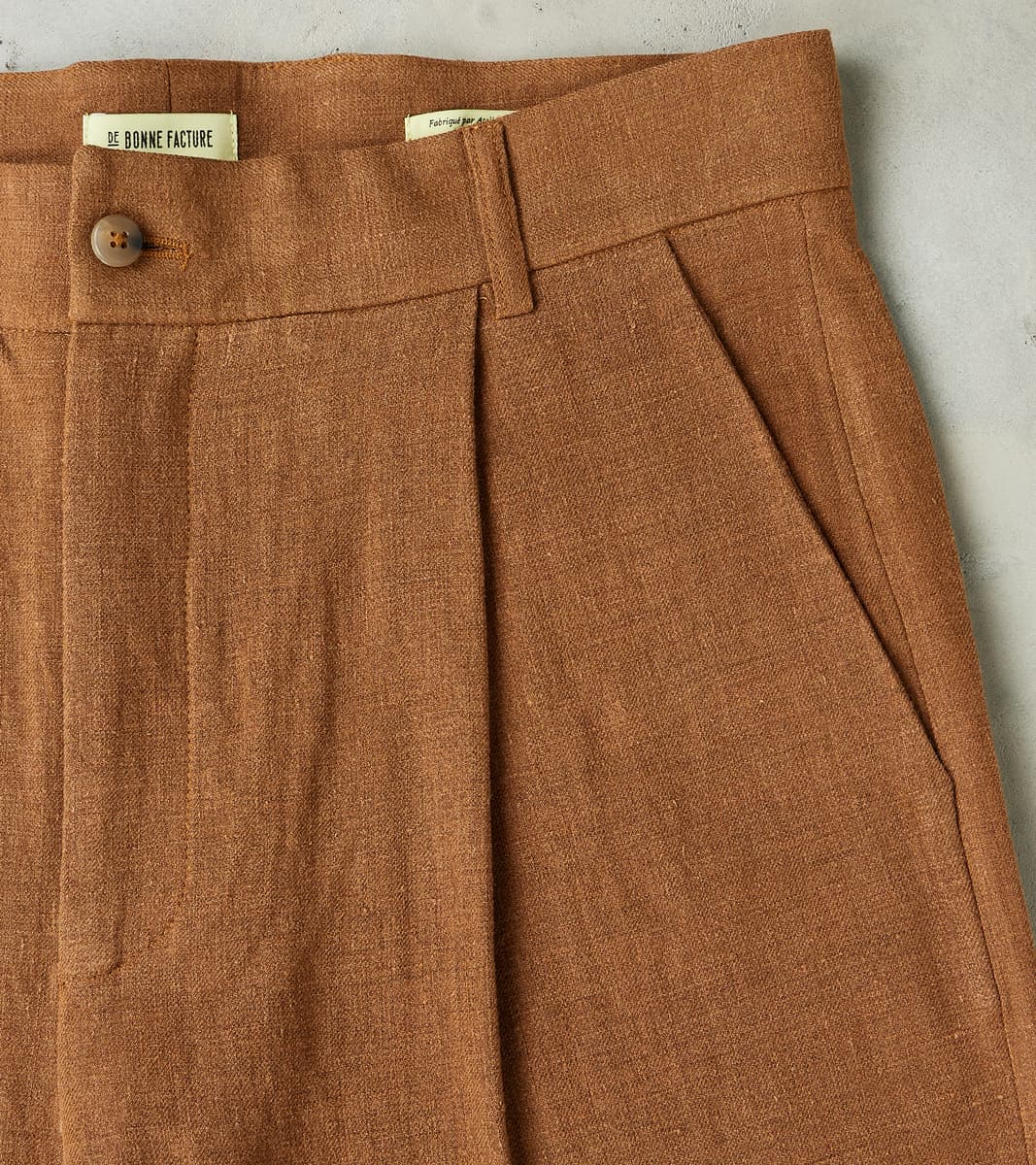 Belgium Linen & Wool Grandad Trouser - Cinnamon