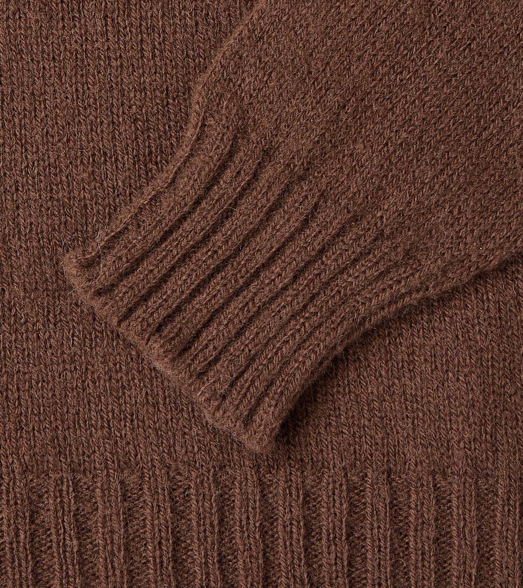 Italian Brushed Wool Shaggy Sheep Crewneck Jumper - Heathered Bark Brown