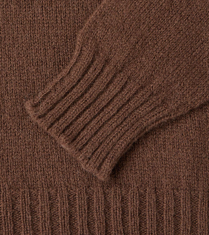 Italian Brushed Wool Shaggy Sheep Crewneck Jumper - Heathered Bark Brown