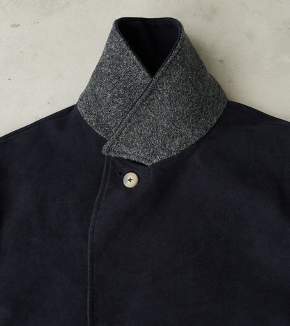 English Cotton Moleskin Marcel Lassance Redingote Coat - Navy