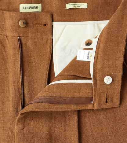 Belgium Linen & Wool Grandad Trouser - Cinnamon