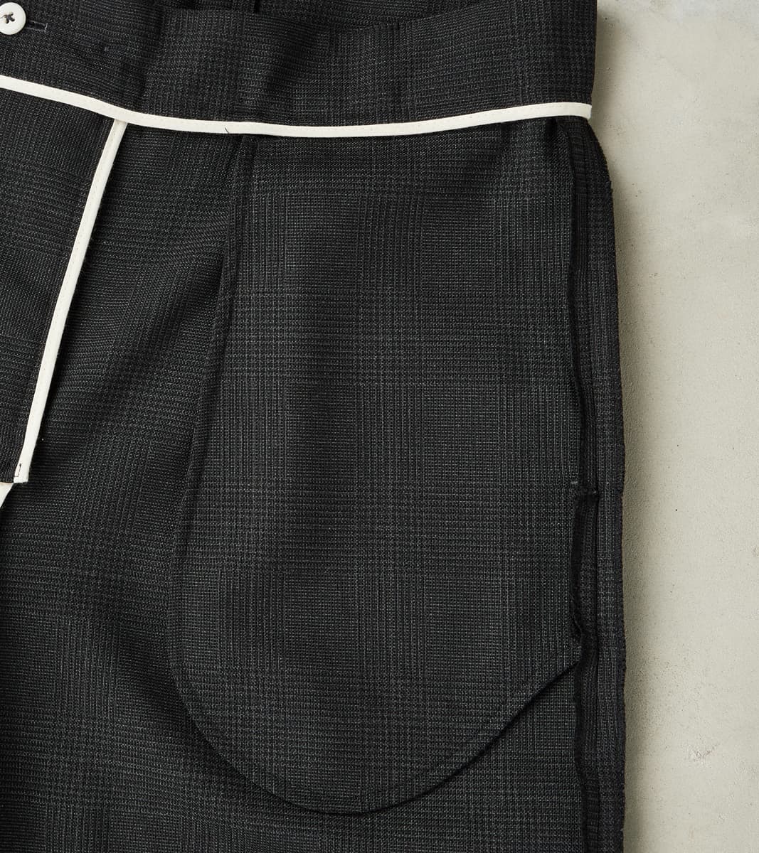 Italian Cold Wool Cloth Grandad Trouser - Anthracite Prince Of Wales Check