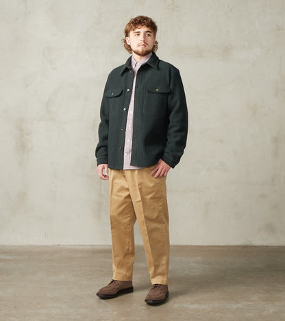 Italian Boiled Wool Overshirt - Blue Green