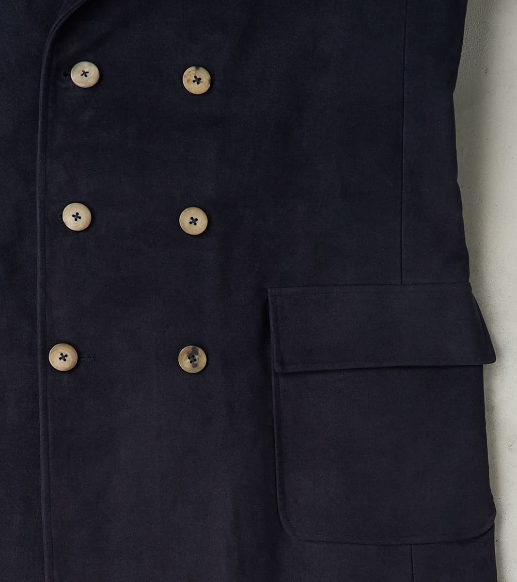 English Cotton Moleskin Marcel Lassance Redingote Coat - Navy