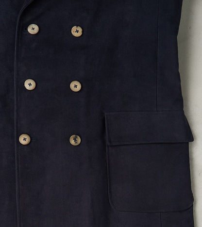English Cotton Moleskin Marcel Lassance Redingote Coat - Navy
