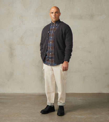 Italian Boucle Wool Student Cardigan - Storm Grey