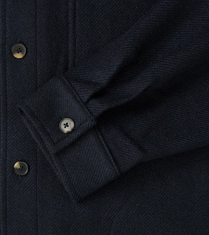 Italian Yak Wool Twill Overshirt - Navy