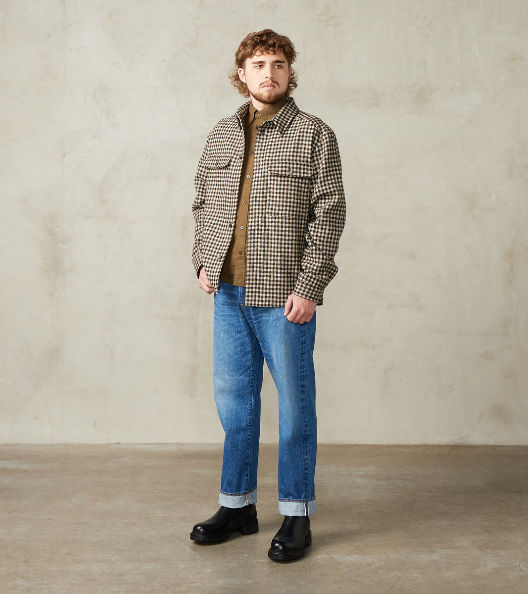 De Bonne Facture Sonsie Tweed Wool Overshirt - Undyed Check