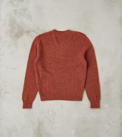 Italian Brushed Wool Shaggy Sheep Crewneck Jumper - Heathered Paprika