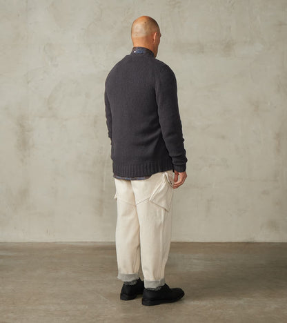 Italian Boucle Wool Student Cardigan - Storm Grey