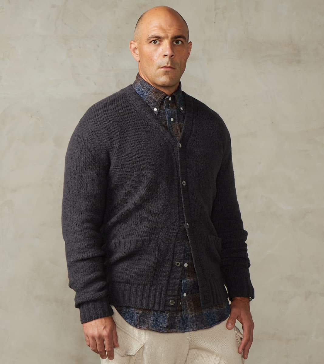 De Bonne Facture Italian Boucle Wool Student Cardigan - Storm Grey