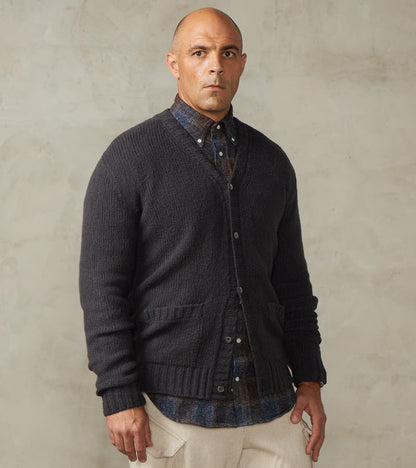 De Bonne Facture Italian Boucle Wool Student Cardigan - Storm Grey