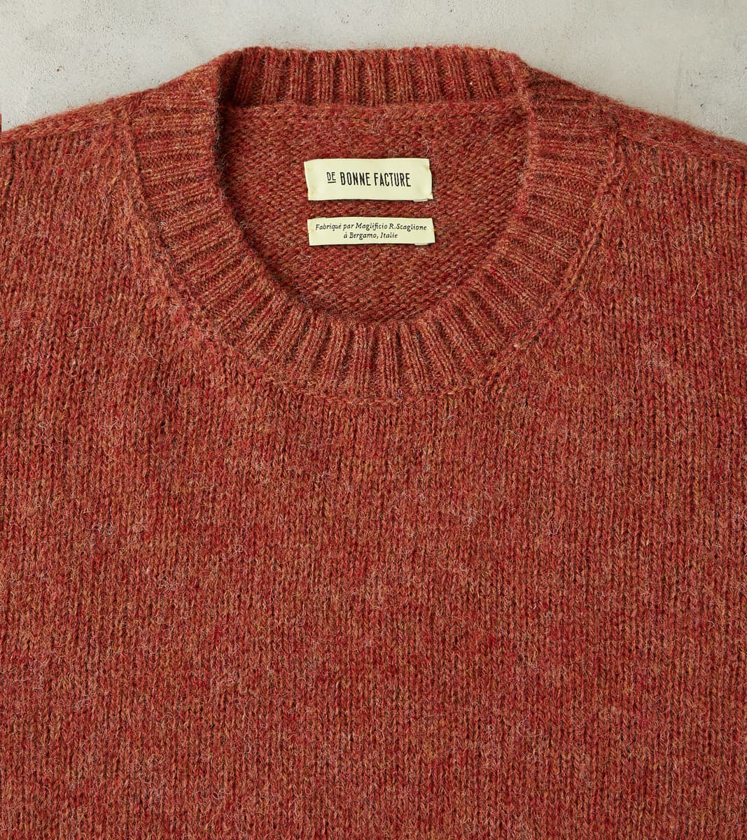 Italian Brushed Wool Shaggy Sheep Crewneck Jumper - Heathered Paprika