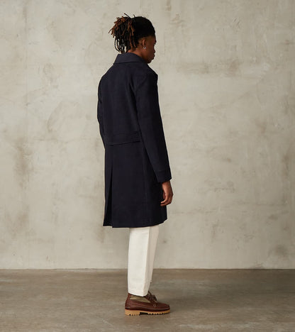 English Cotton Moleskin Marcel Lassance Redingote Coat - Navy