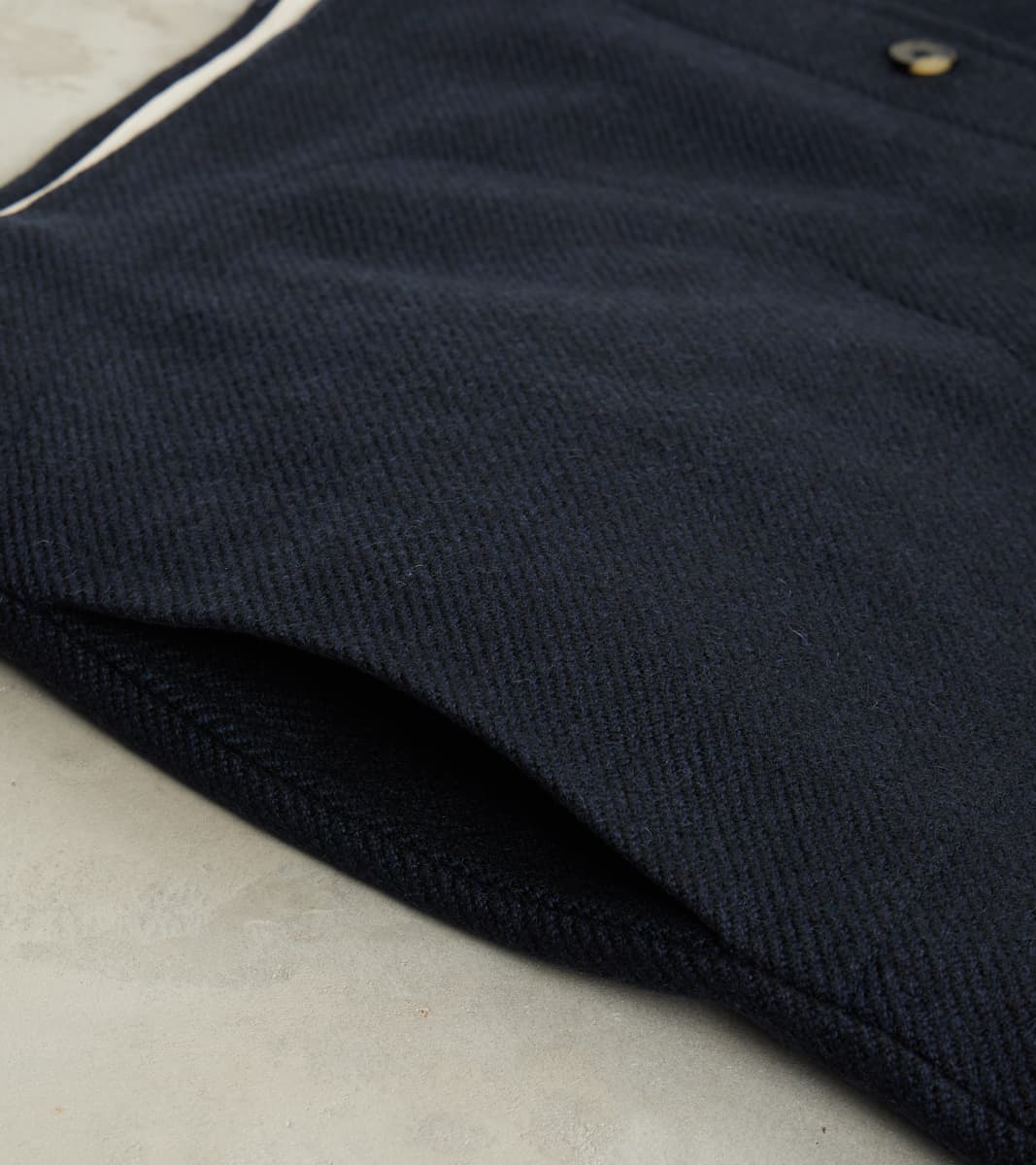 Italian Yak Wool Twill Overshirt - Navy