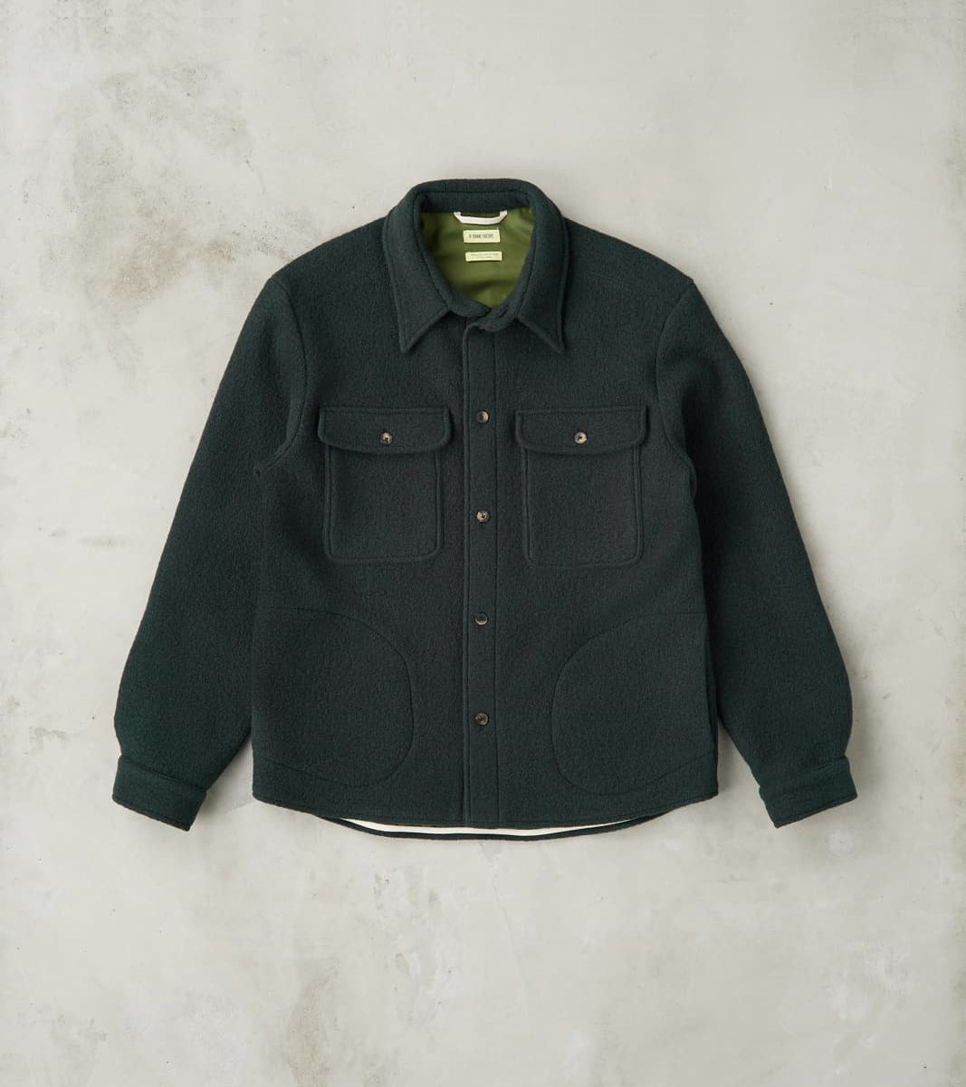 De Bonne Facture Italian Boiled Wool Overshirt - Blue Green