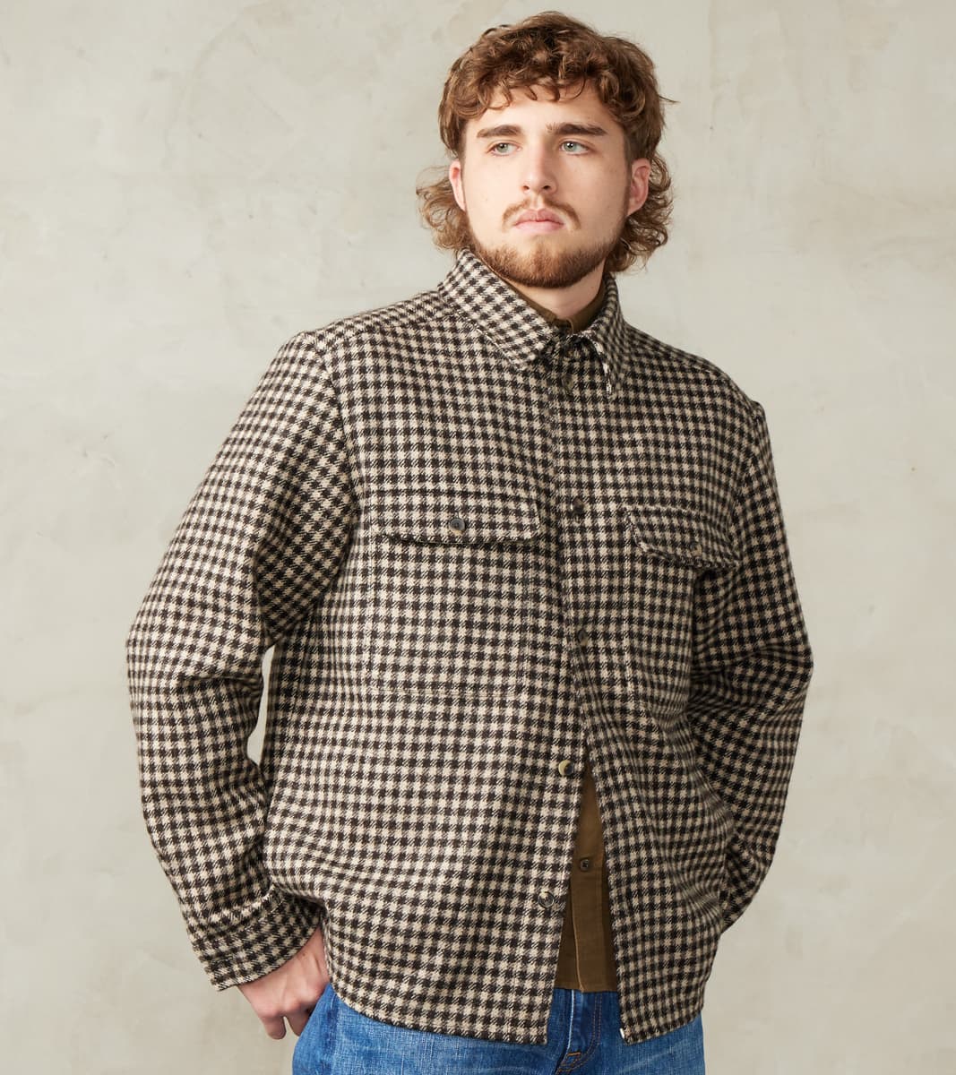 De Bonne Facture Sonsie Tweed Wool Overshirt - Undyed Check